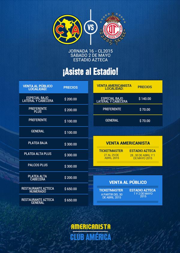 Precios América vs Toluca * Club América - Sitio Oficial