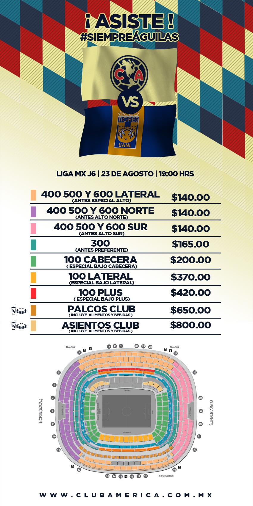 Precios de los boletos América vs Tigres * Club América Sitio Oficial